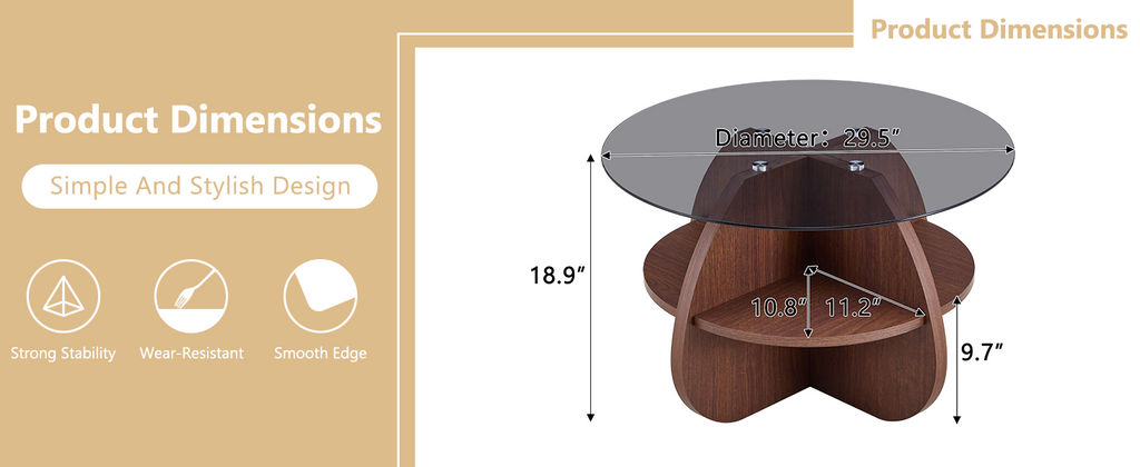 Creative Cross-Structure Round Coffee Table