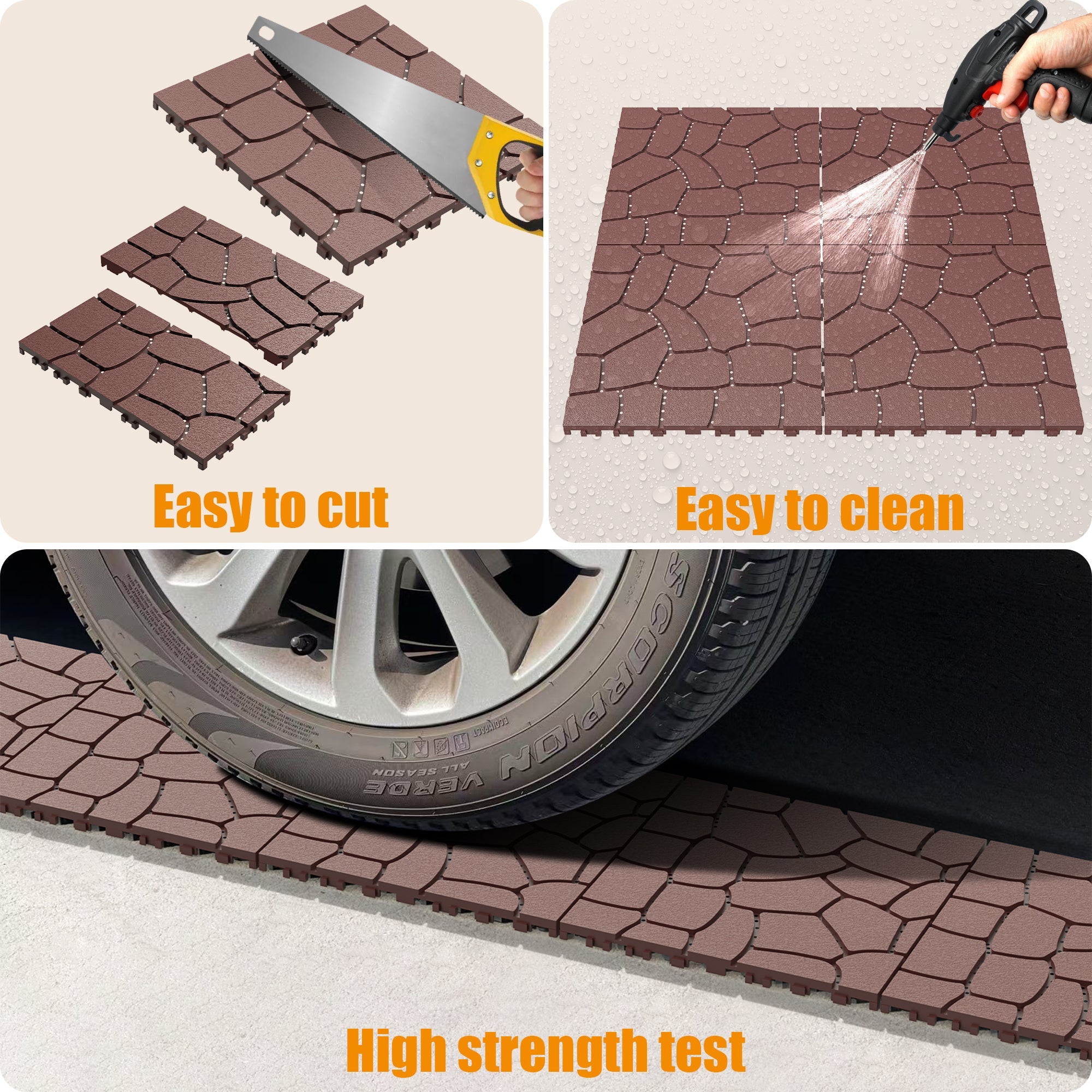 12" Stone Texture Patio Deck Tiles