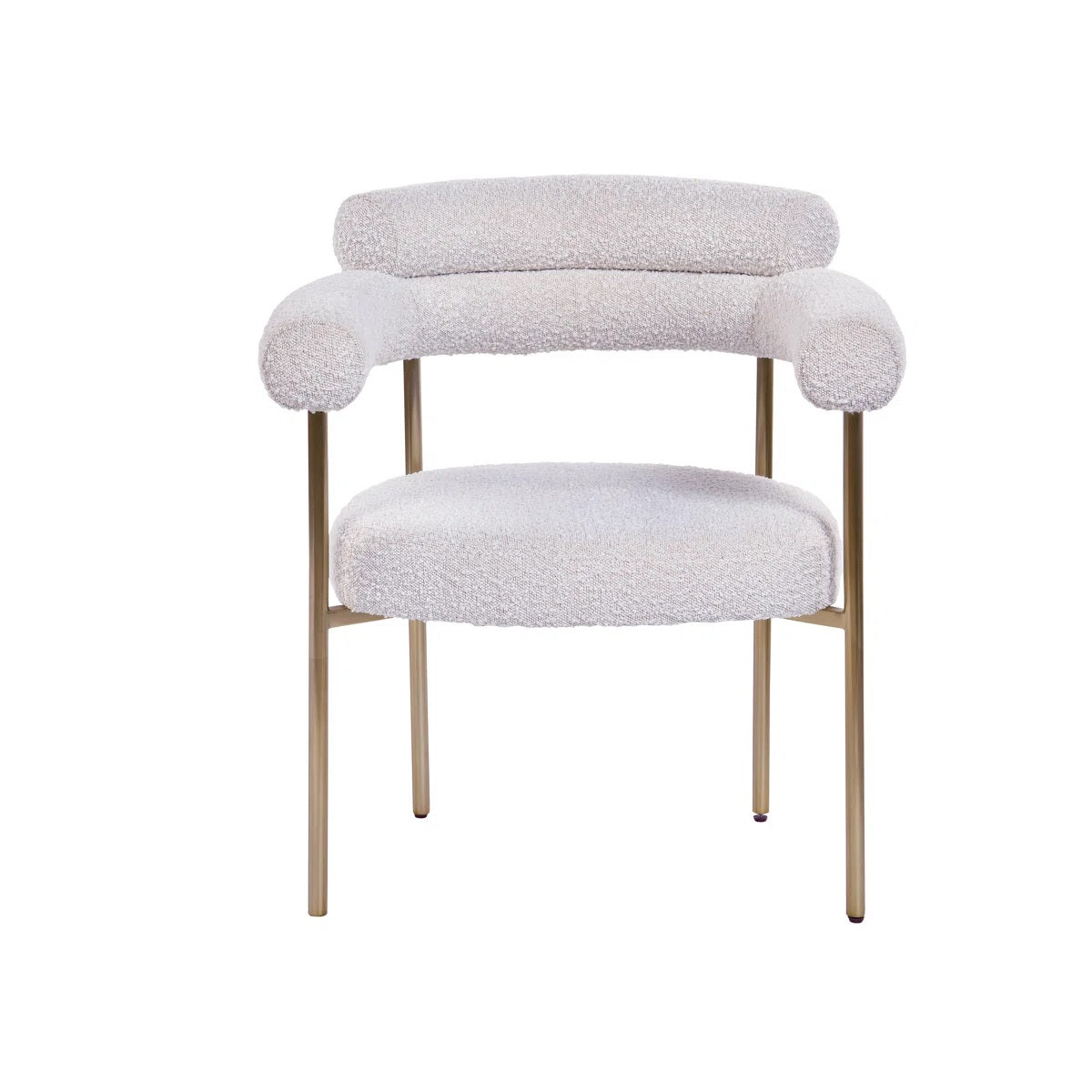 Set of 2 Boucle Fabric Kitchen Dining Chairs with Armrest