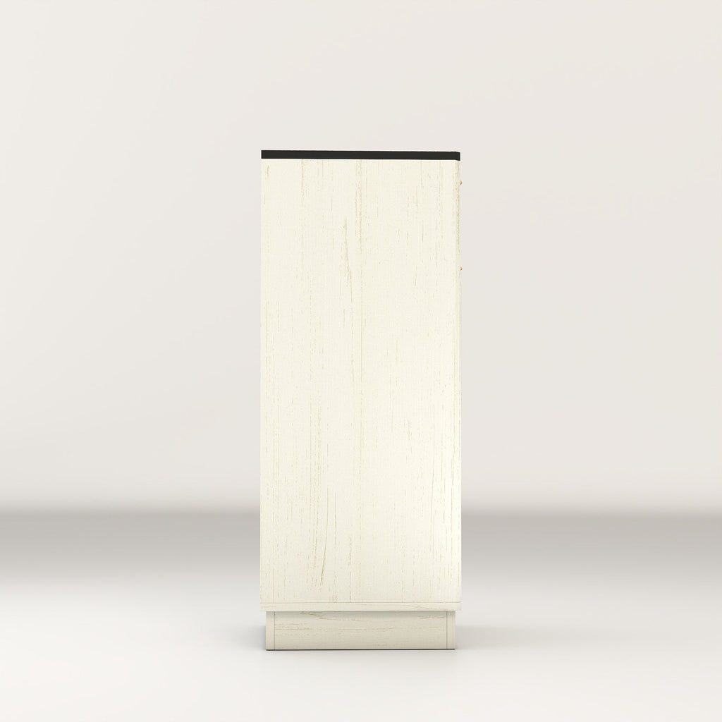 Woodgrain Tilt-Out Trash Can Cabinet with Wave-Textured Drawer