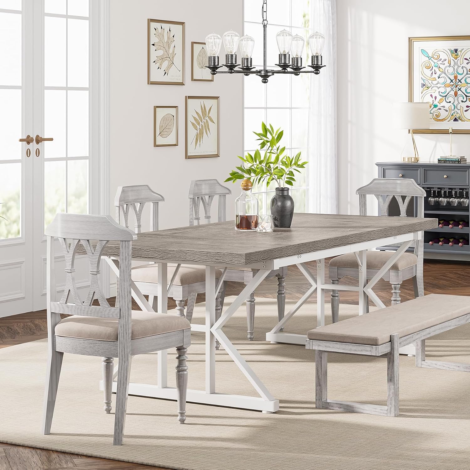 71" Farmhouse Dining Table for 6