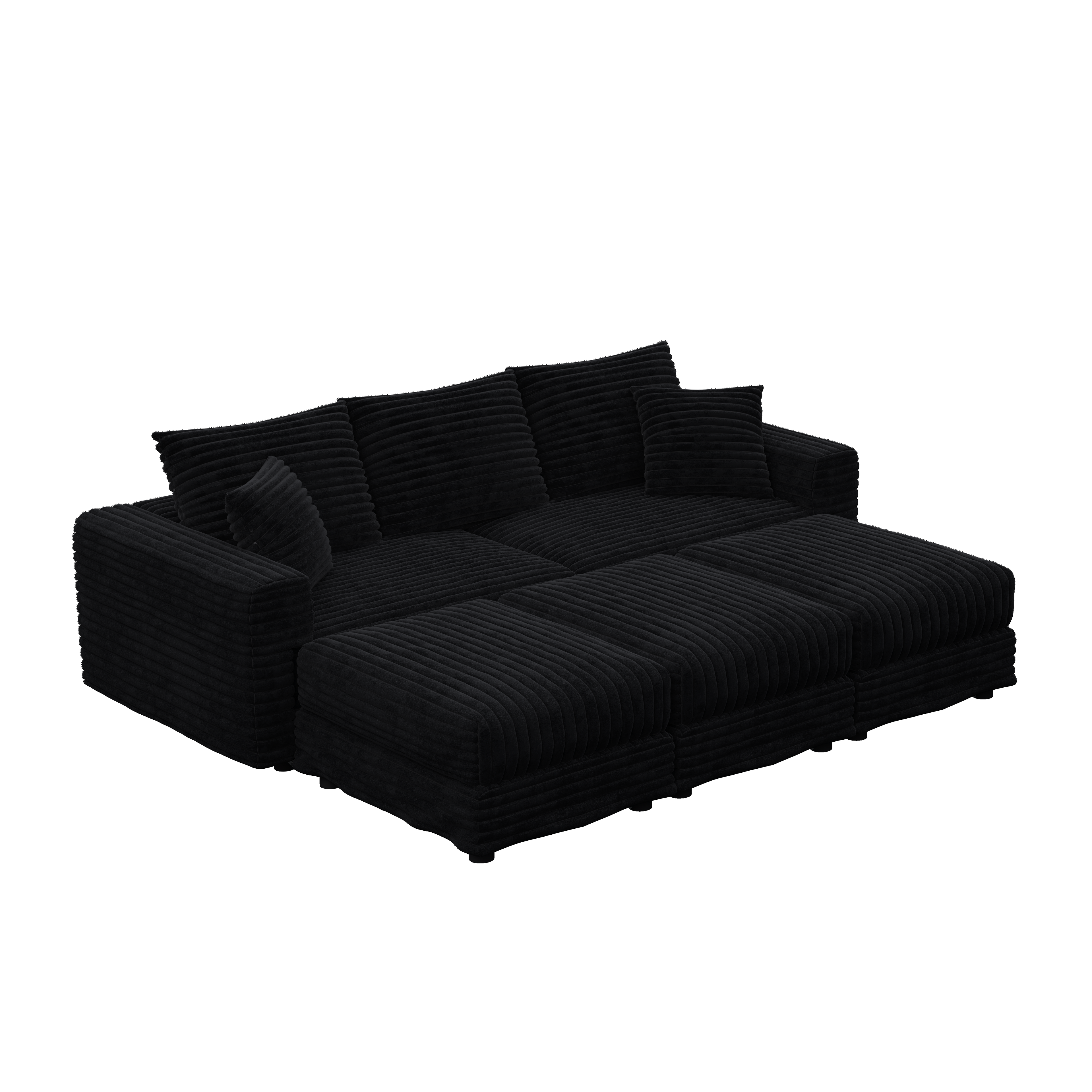 Plush Corduroy 3-Seat Sofa