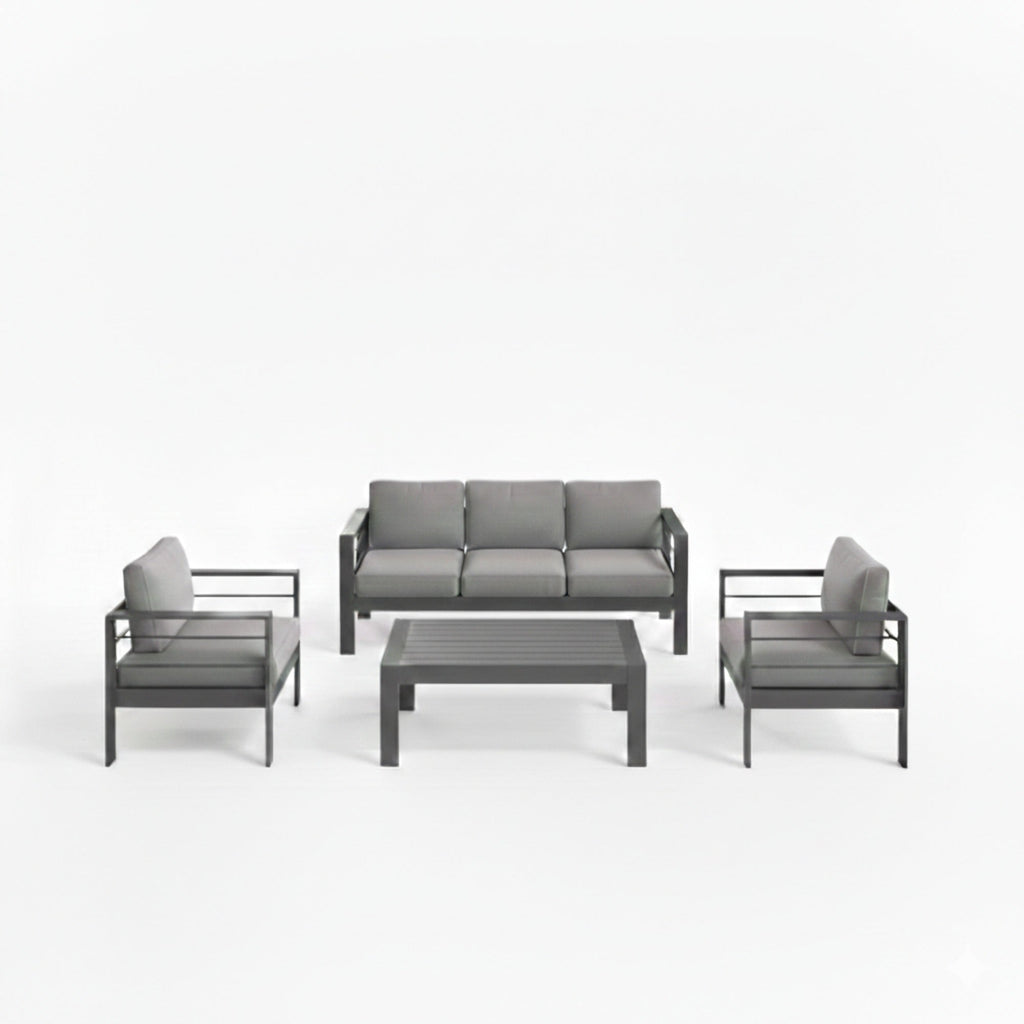 4-Piece Modern Aluminum Patio Conversation Set