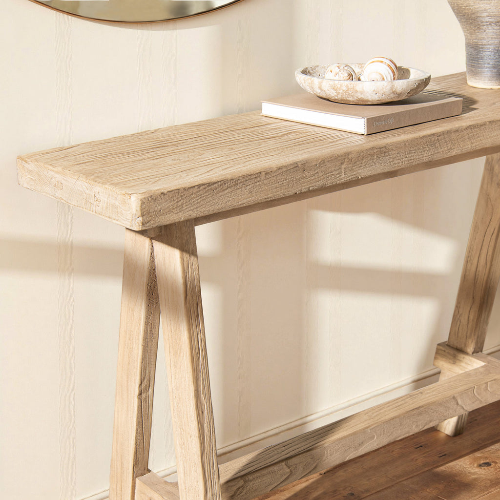Hawthorne 60" Solid Reclaimed Elm Trestle Console Table