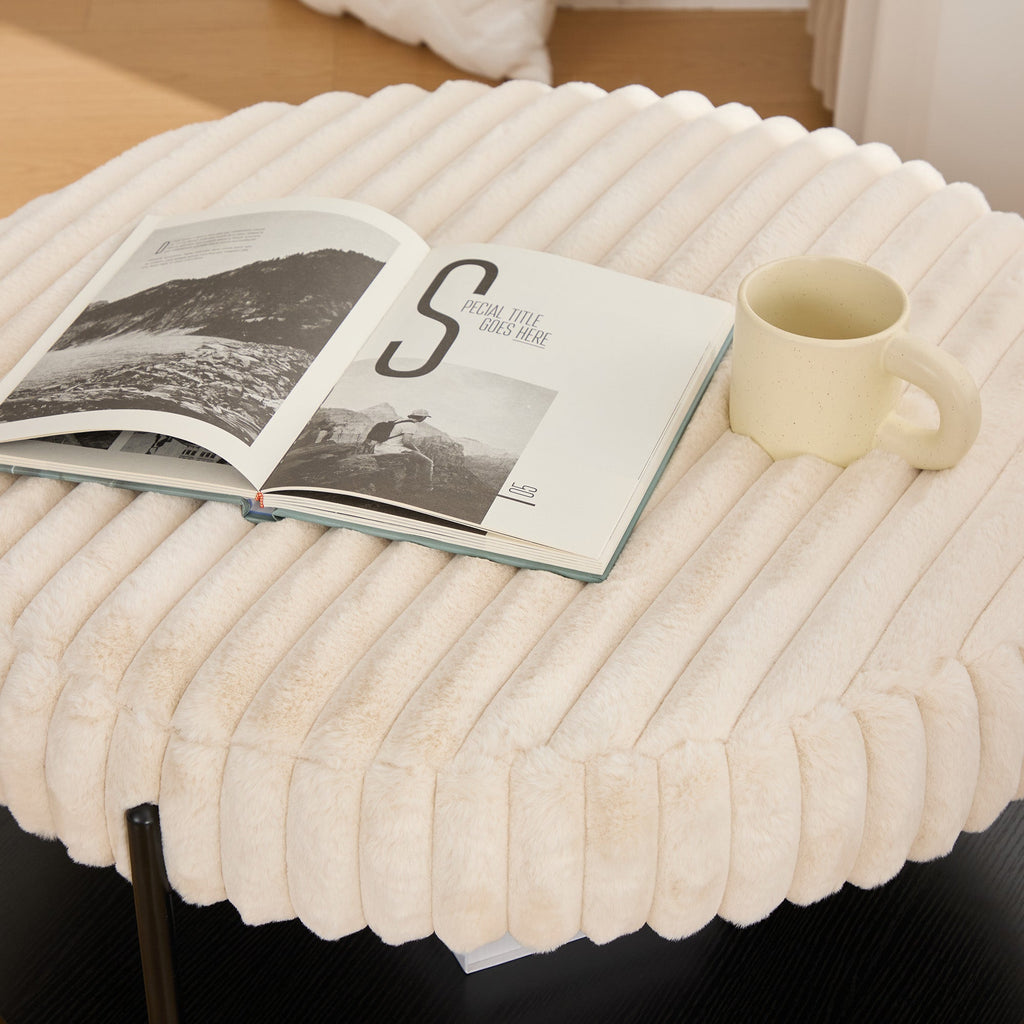 30.9" Wide Upholstered Round Ottoman Coffee Table Foot Rest