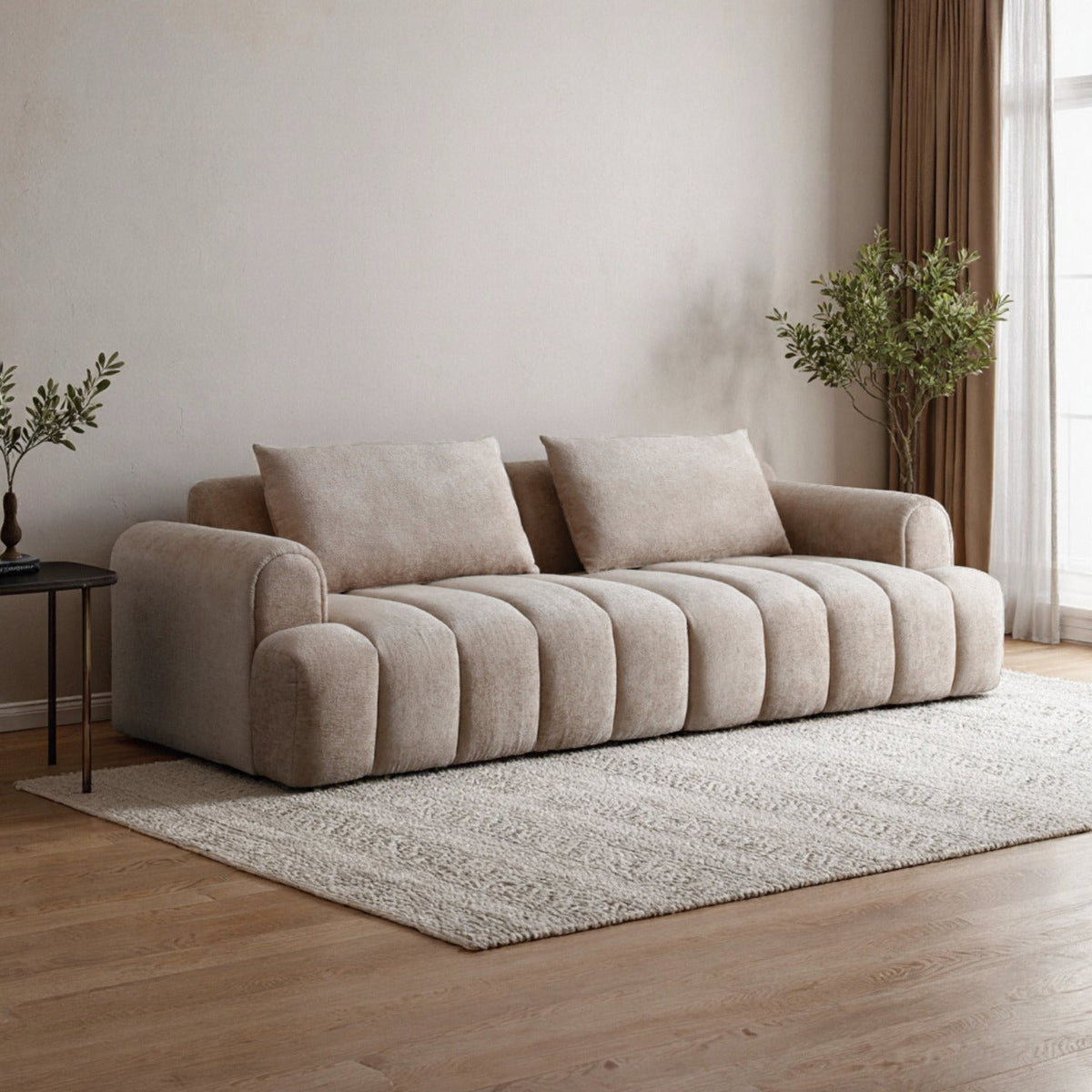 Modern Sectional Sofa - 4-Seater Chenille Velvet Upholstered Couch