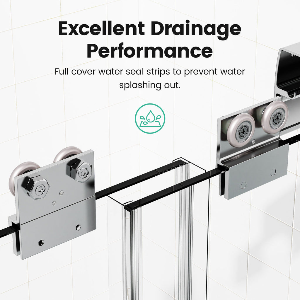 44"-48"W x 72"H Semi-Frameless Double Sliding Shower Door