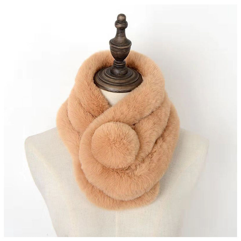 Rex Rabbit Fur Scarf For Women, Winter, Korean Style, Versatile, Thick And Warm