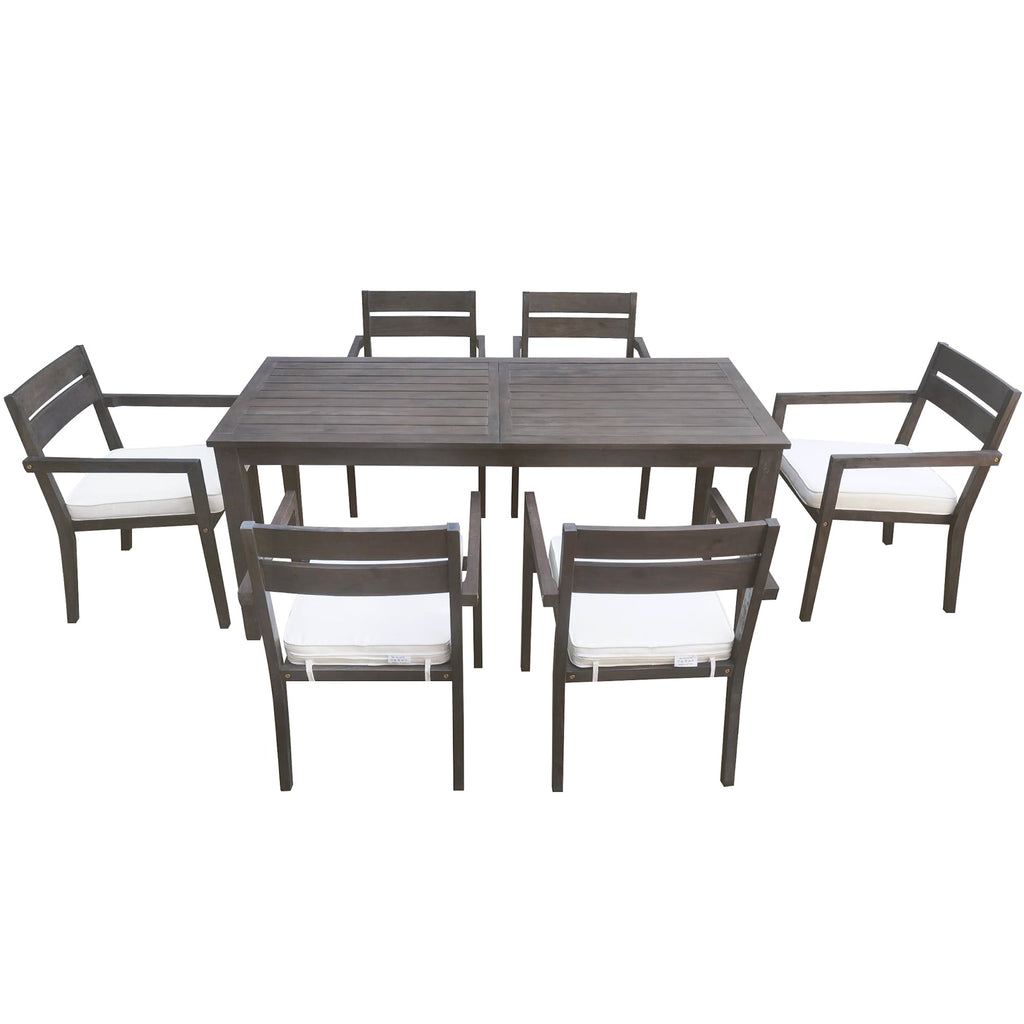 7-Piece Acacia Wood Outdoor Dining Set with Cushions