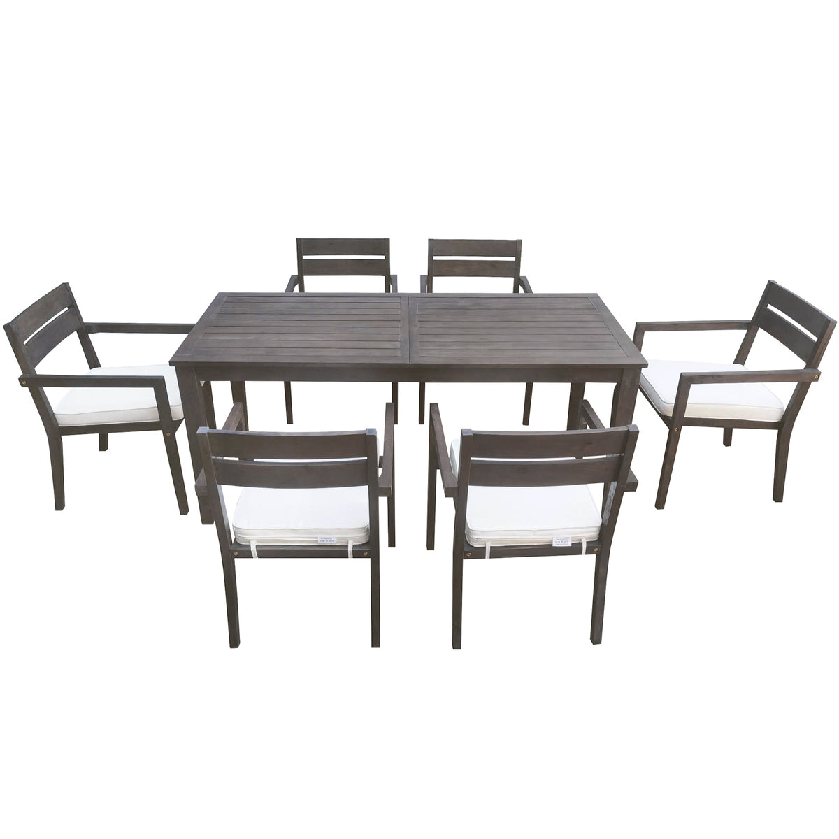 7-Piece Acacia Wood Outdoor Dining Set with Cushions