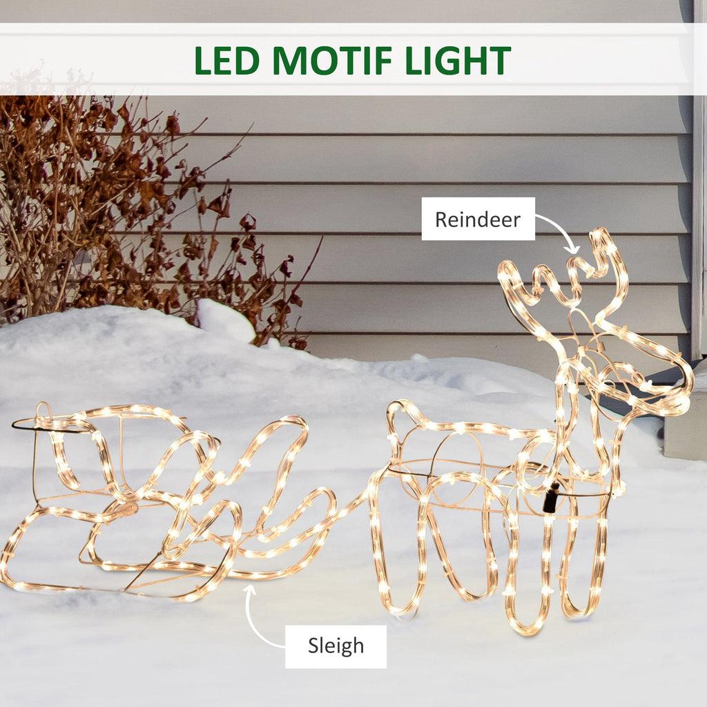 Outsunny 35" LED Reindeer Sleigh Outdoor Christmas Standing Figure Decoration