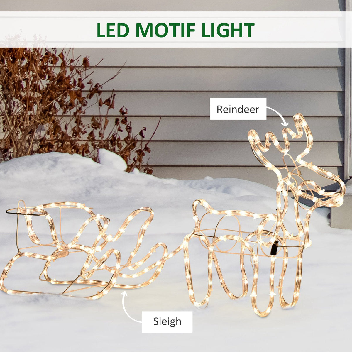 Outsunny 35" LED Reindeer Sleigh Outdoor Christmas Standing Figure Decoration