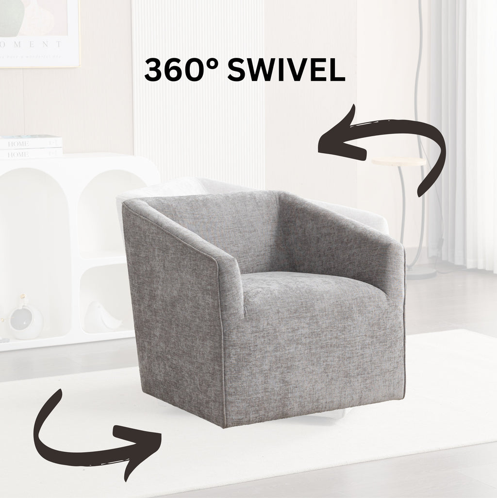 Nice Modern Upholstered Barrel Armchair, 360° Swivel