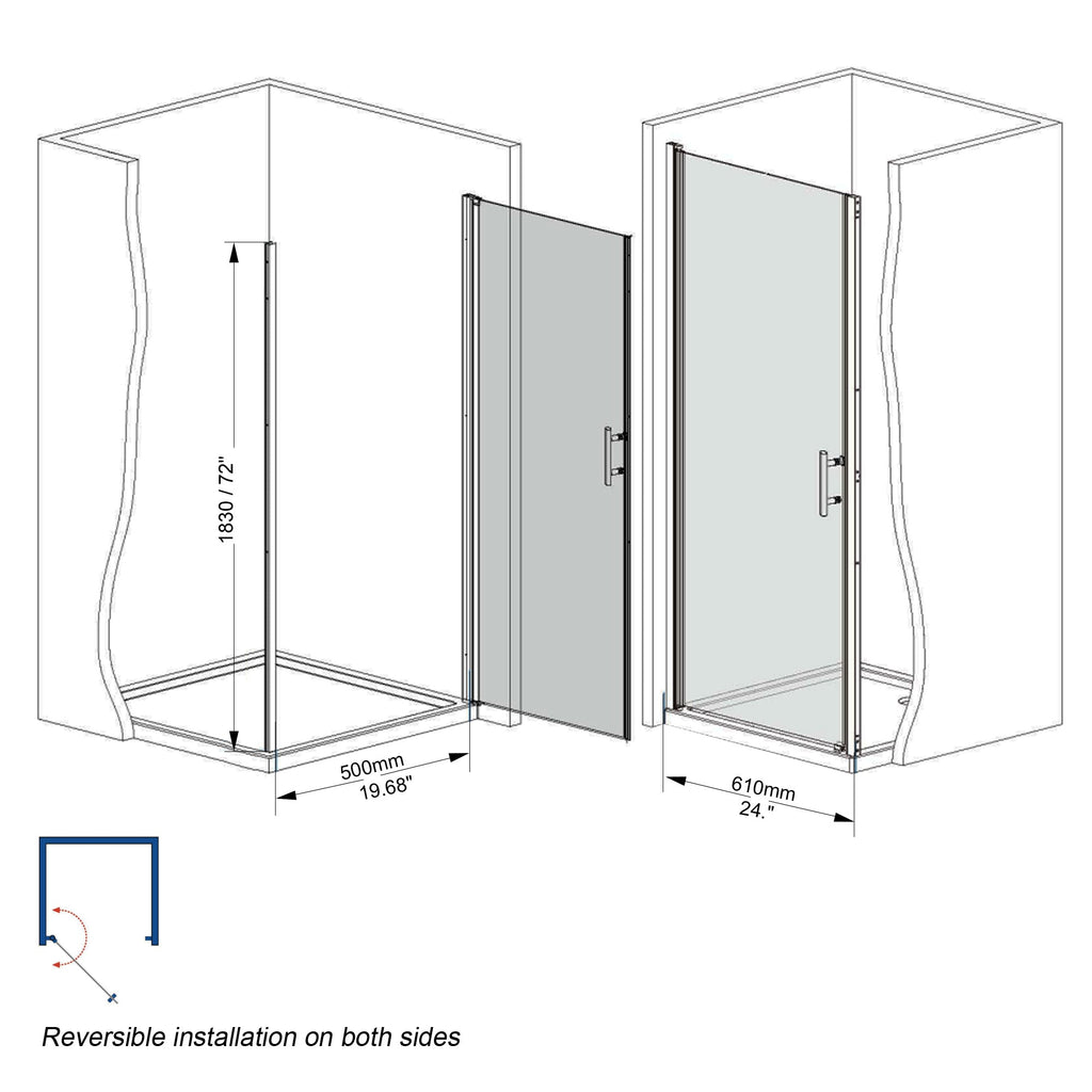 25-24"x 72" Pivot Shower Door