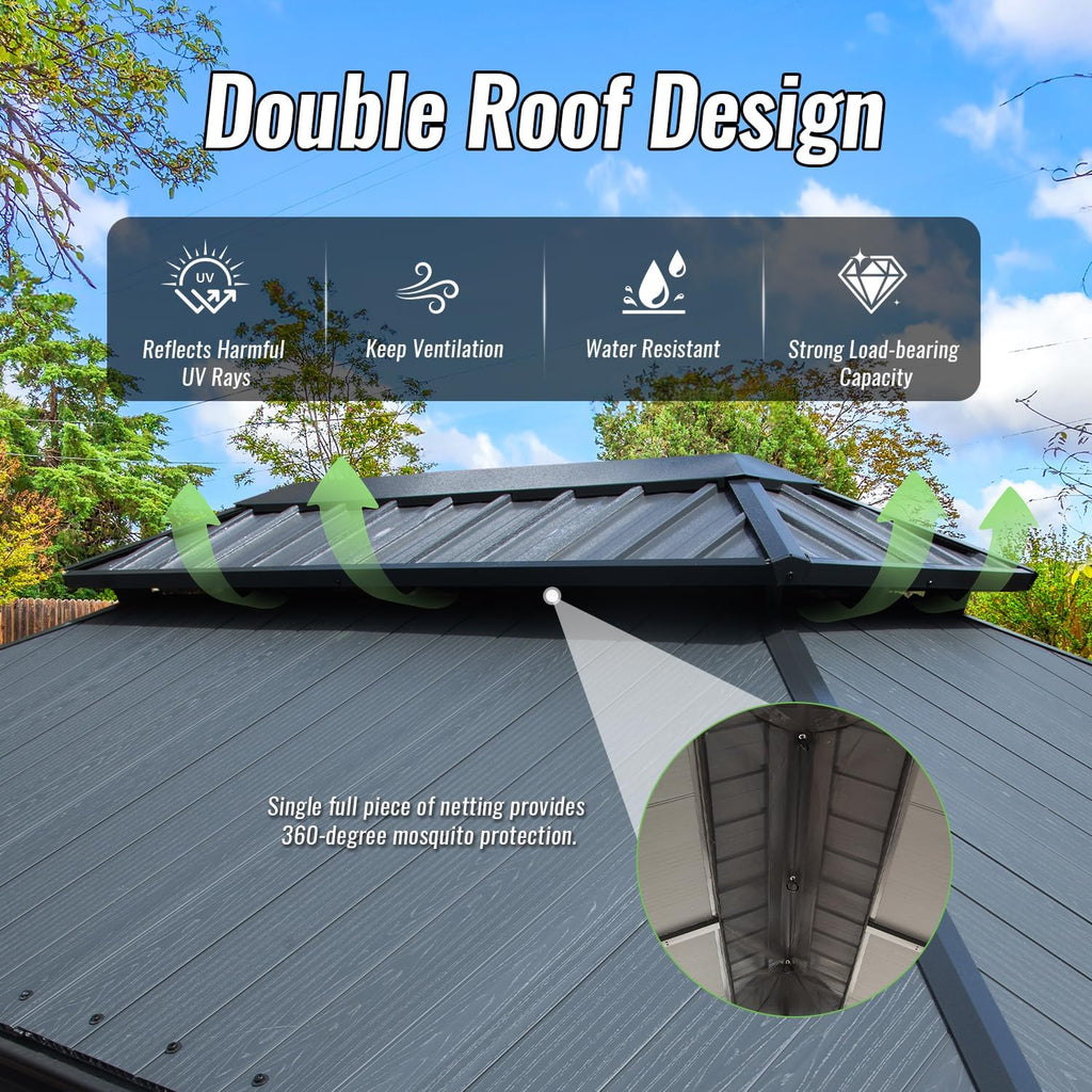 12'x14' Hardtop Gazebo with Resin Roof