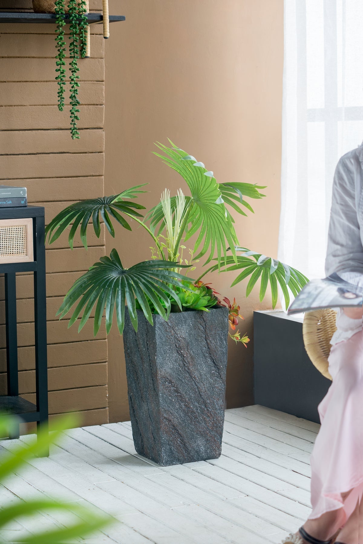 Large Cement Planter for Indoor and Outdoor Use