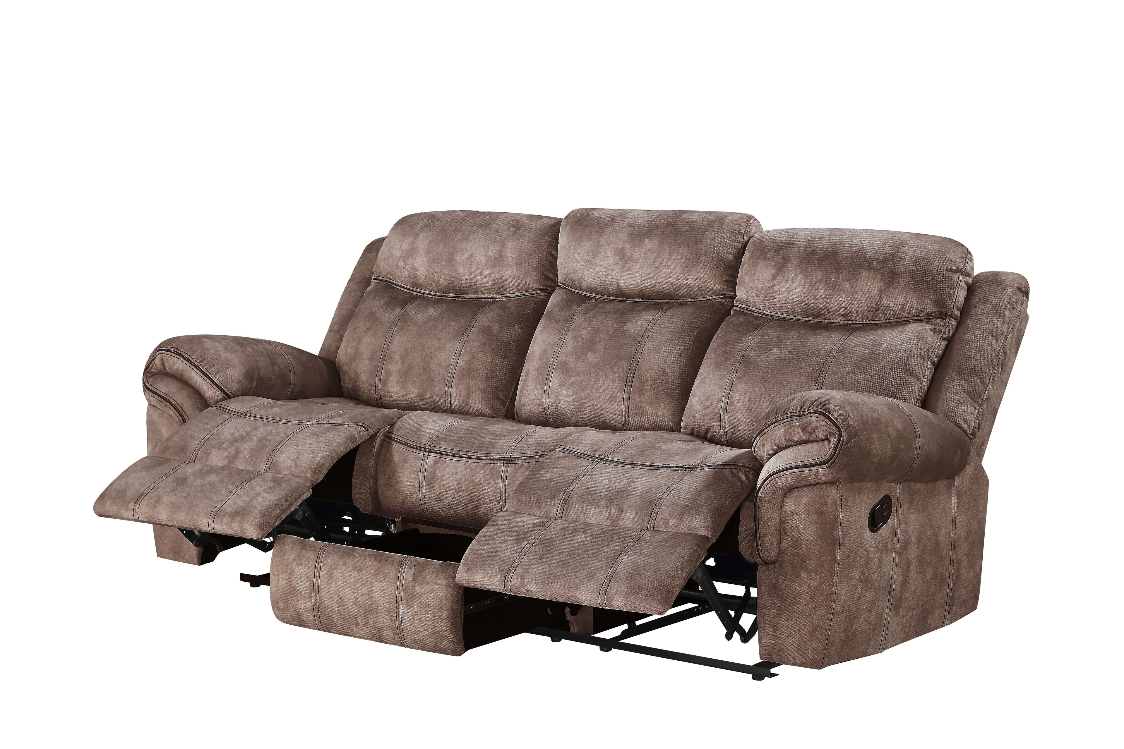 Zubaida Two Tone Chocolate Velvet Recliner Sofa with USB Port & Drop Down Table