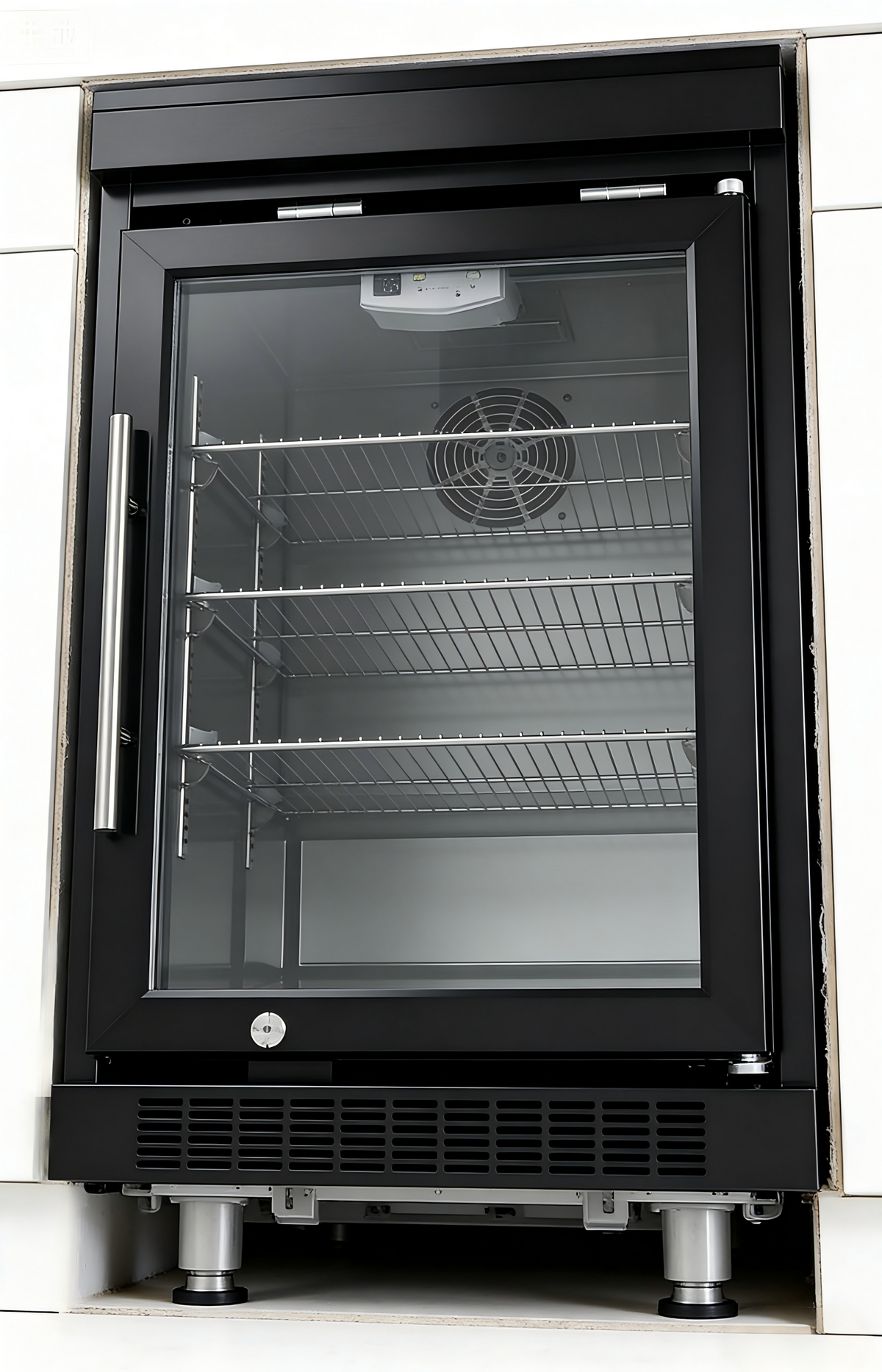 Black Single Door Fridge Cabinet for Outdoor Kitchens