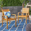 Outdoor Dining Chair Set of 2 - Acacia Wood & Wicker Rattan