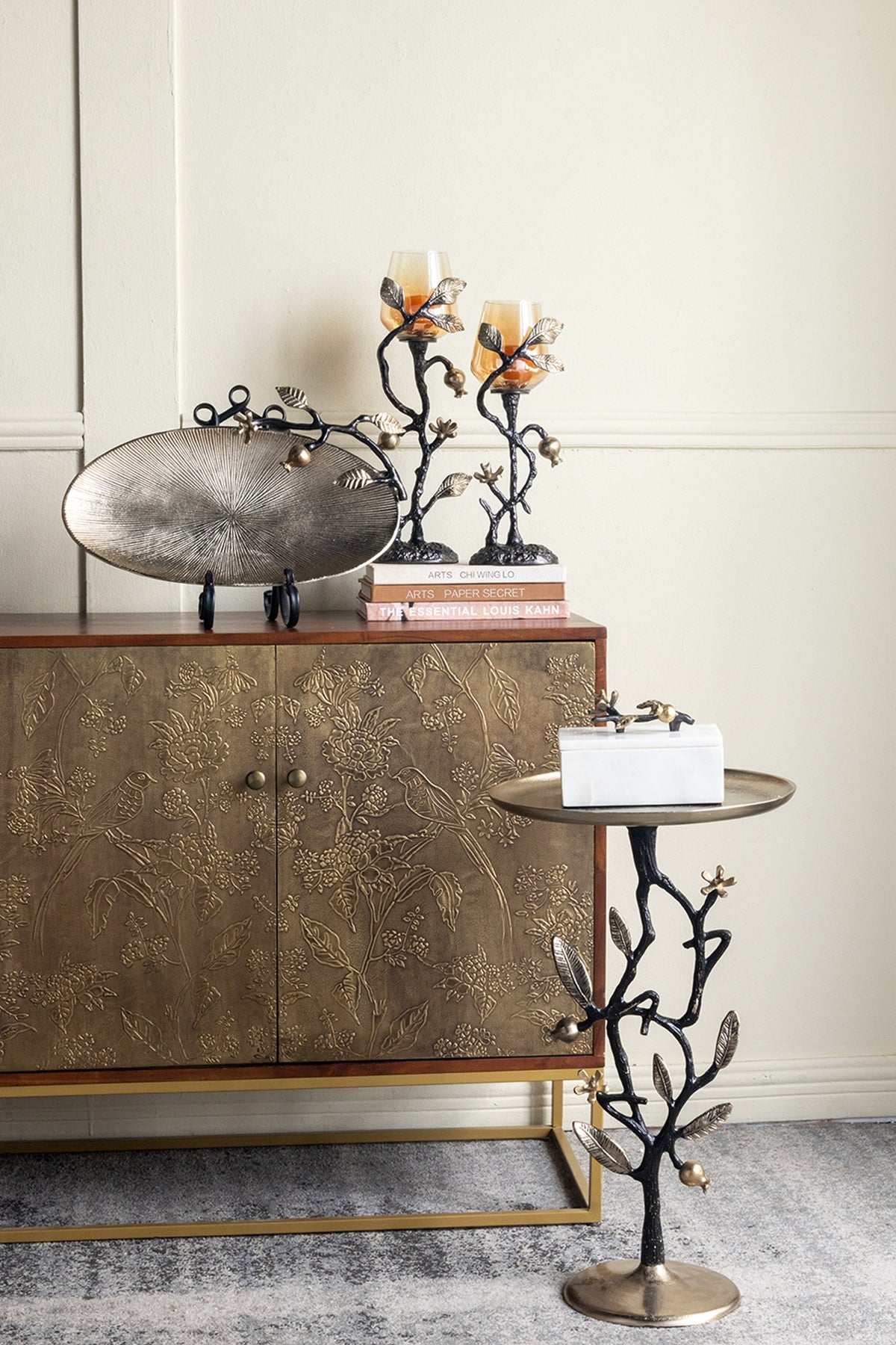 Elegant Round Side Table With Marble Base
