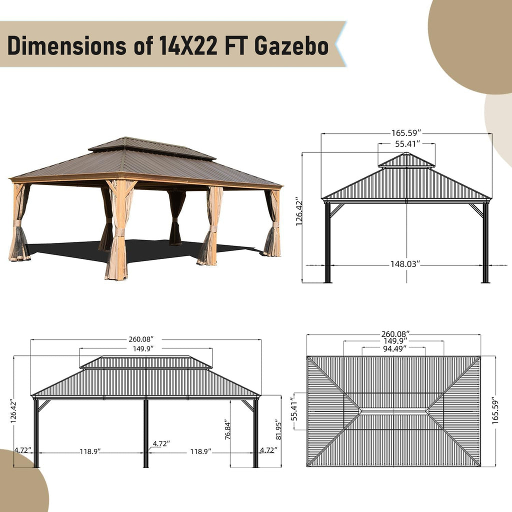 14x22FT Hardtop Gazebo