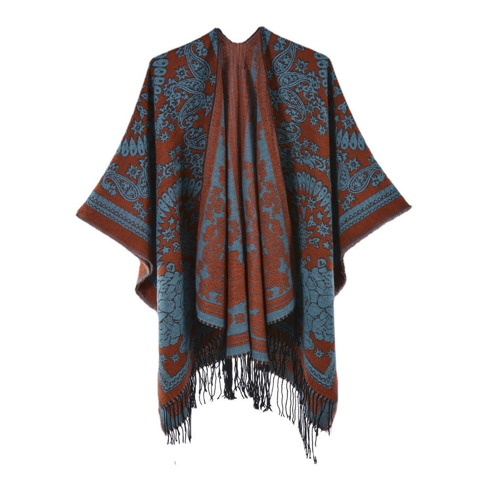 Tasseled Thickened Warm Faux-cashmere Shawl