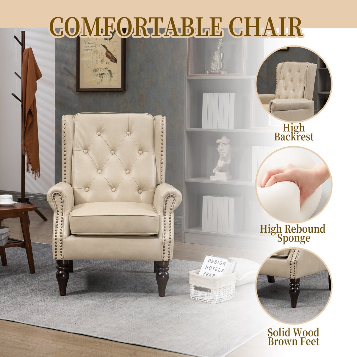 Wood Frame Armchair - Modern Accent Chair Lounge Chair