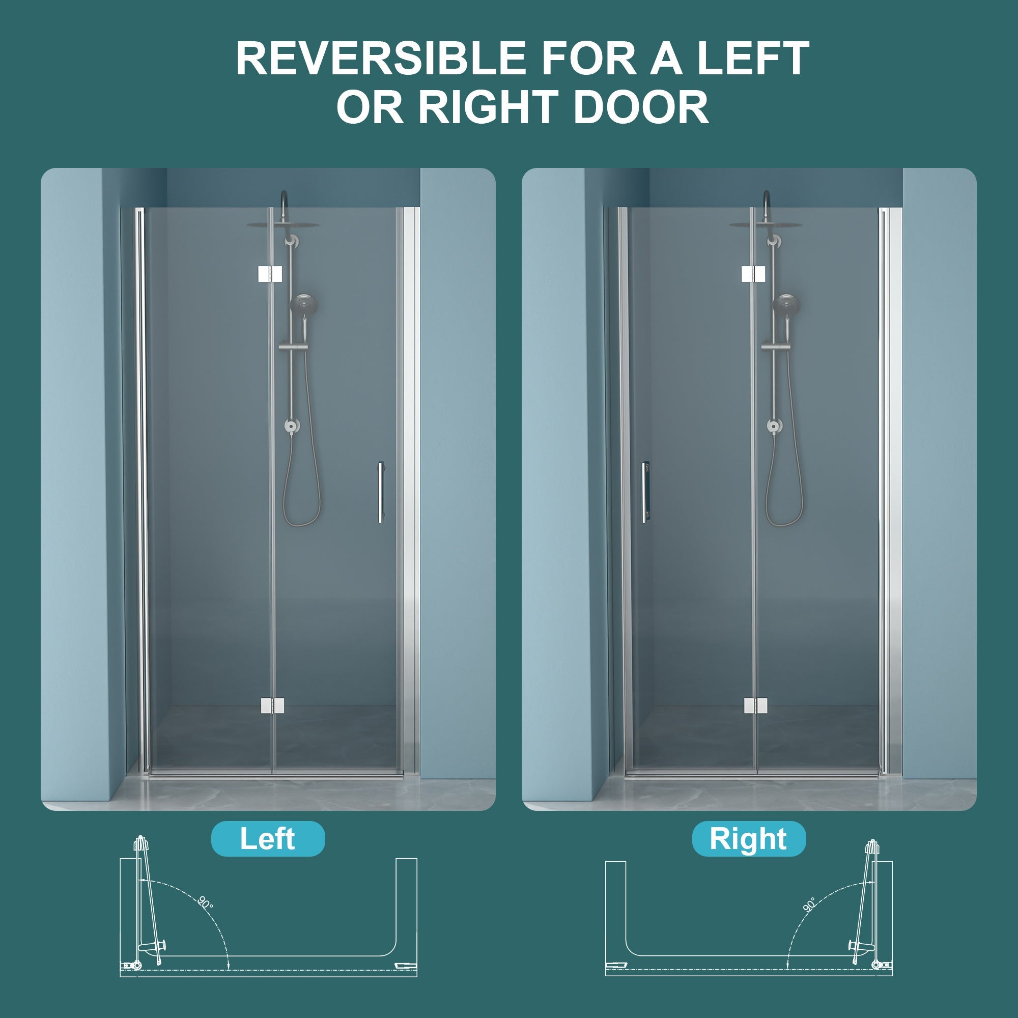 36"W x 72"H Fold Frameless Shower Door