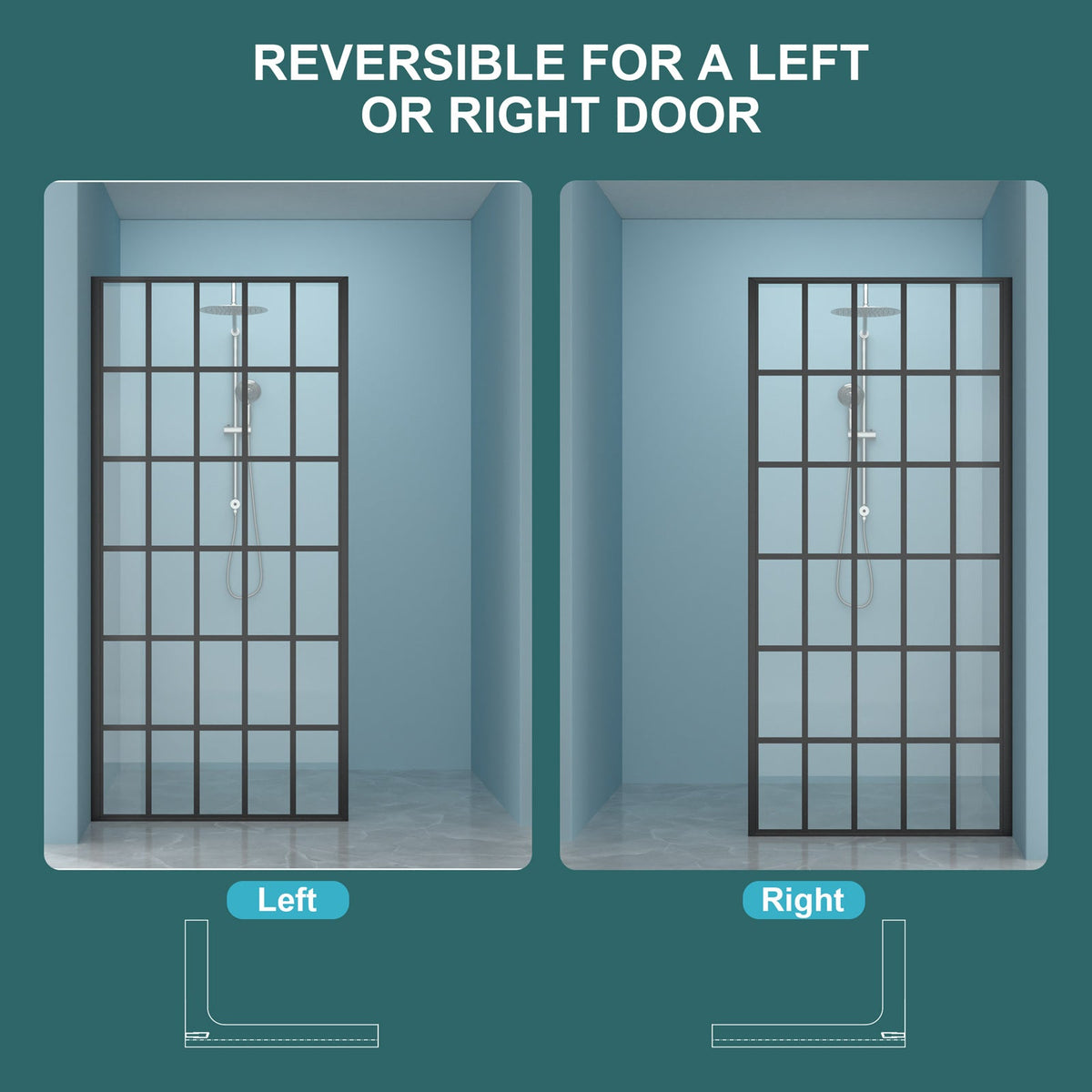 38" W x 72" H Frameless Fixed Shower Door