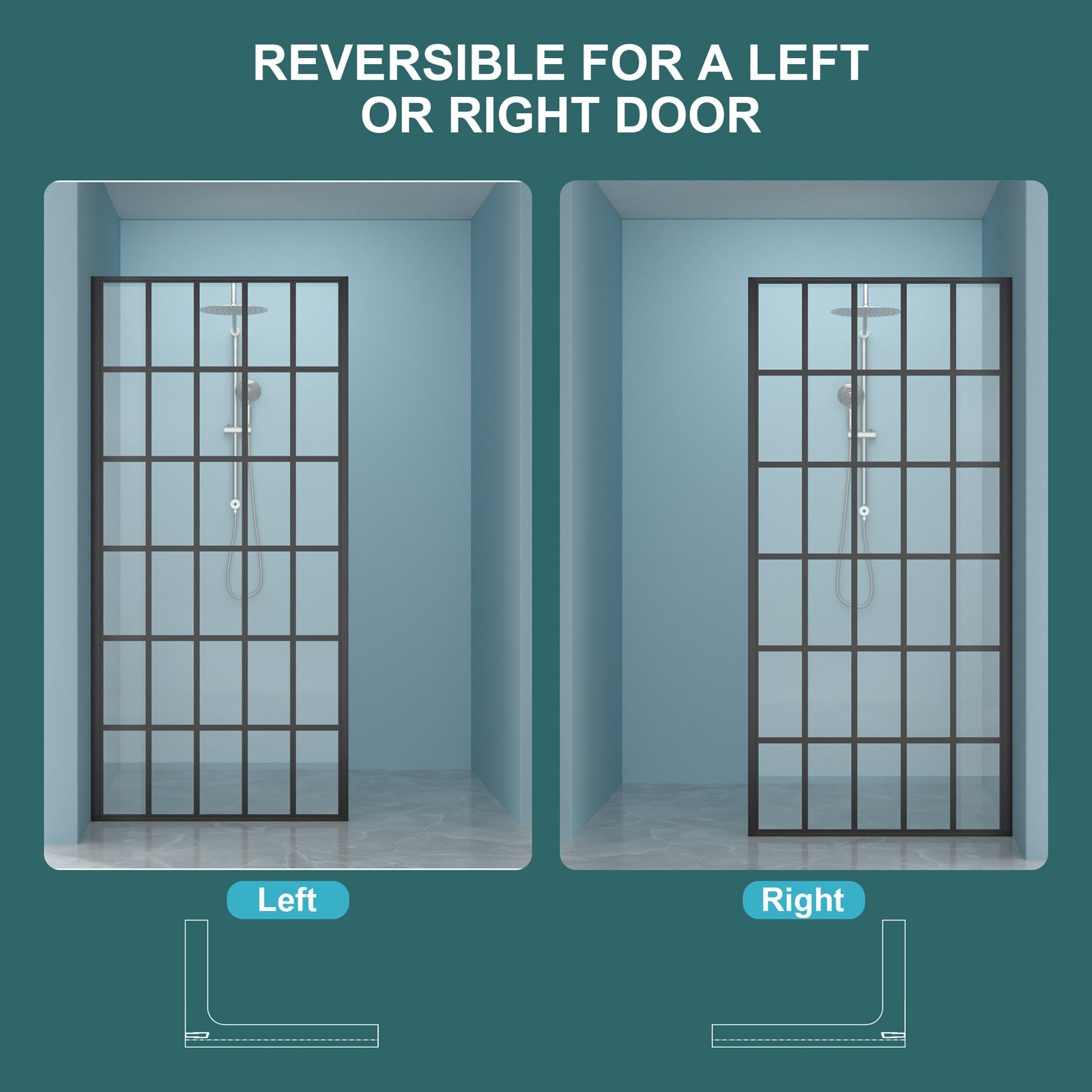 Frameless Fixed Shower Door 34" W x 72" H
