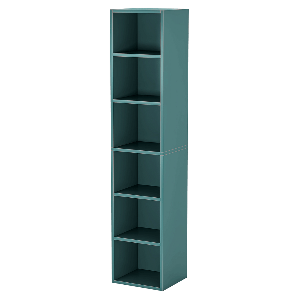70.9" Blue 6-Tier Narrow Corner Cube Bookcase