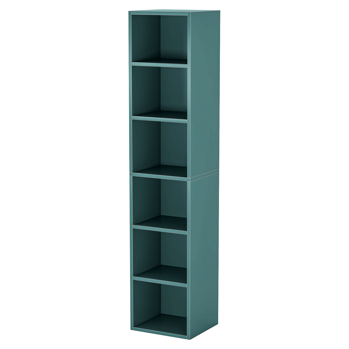 70.9" Blue 6-Tier Narrow Corner Cube Bookcase