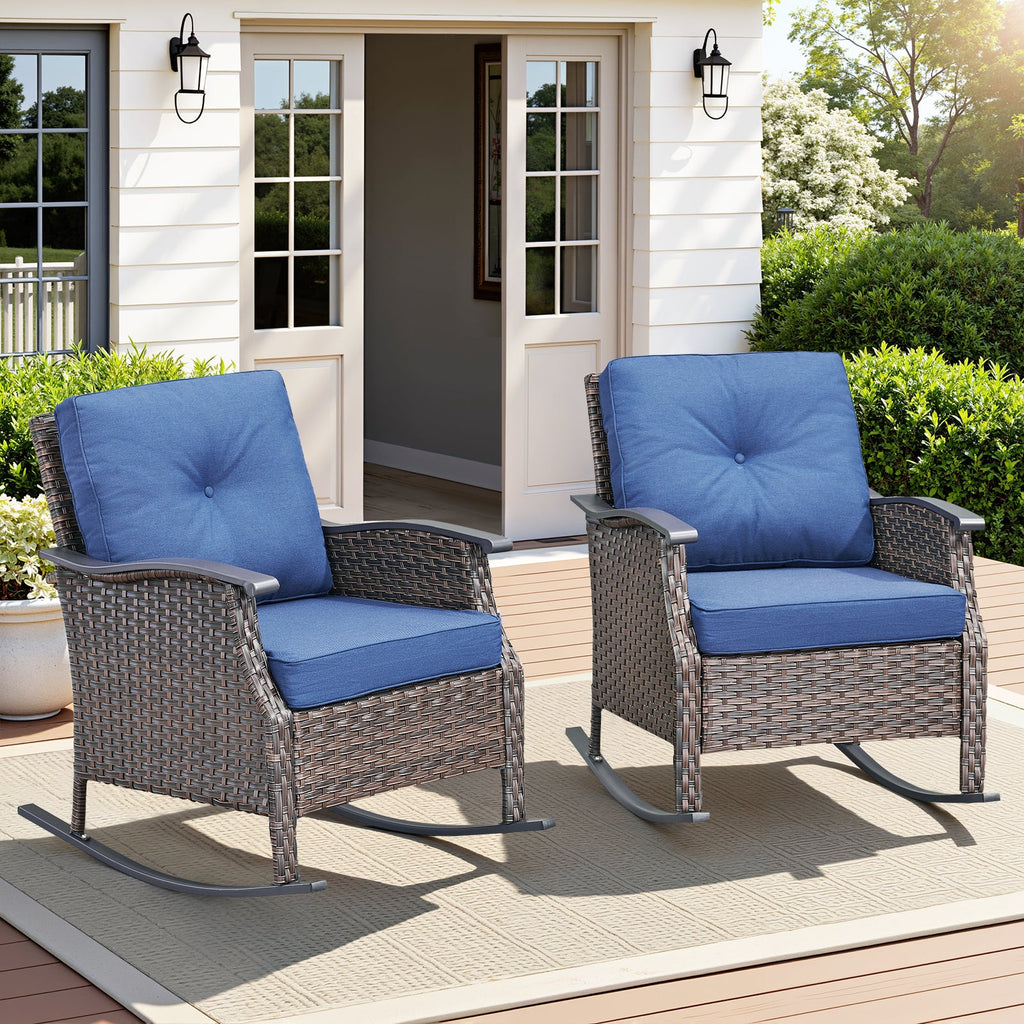 Outdoor Gliding Wicker Chairs Set of 2