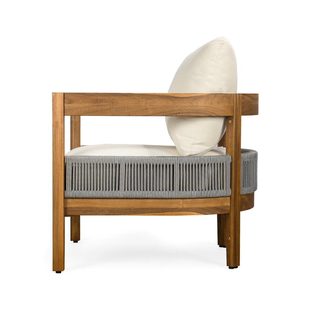Porto Outdoor Club Chair And Concrete Travertine Side Table