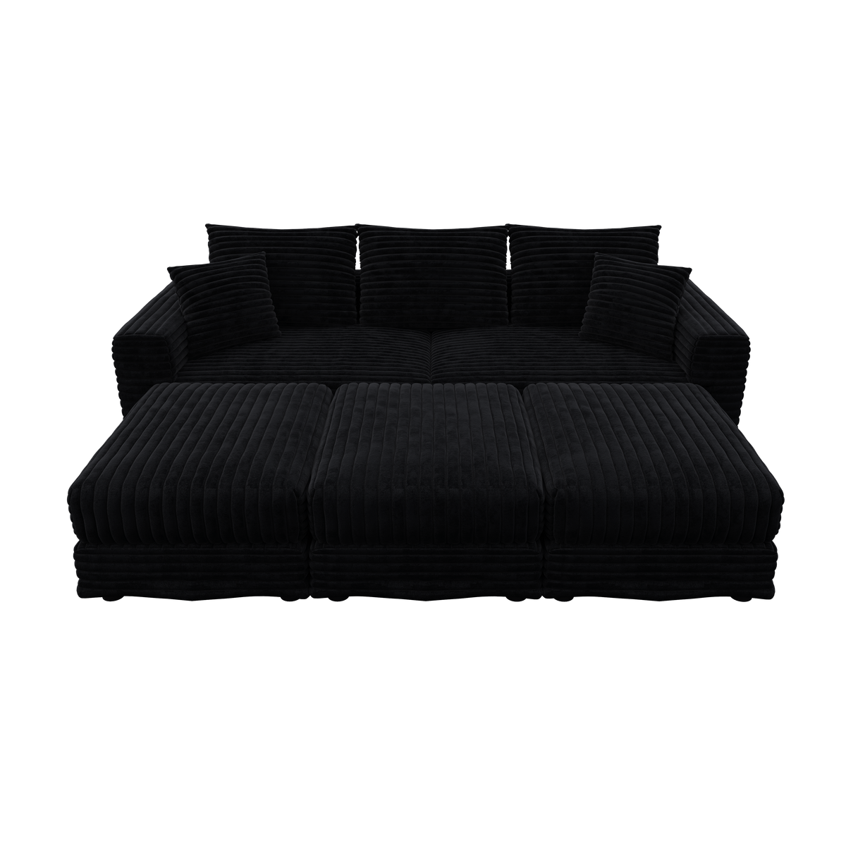 Plush Corduroy 3-Seat Sofa
