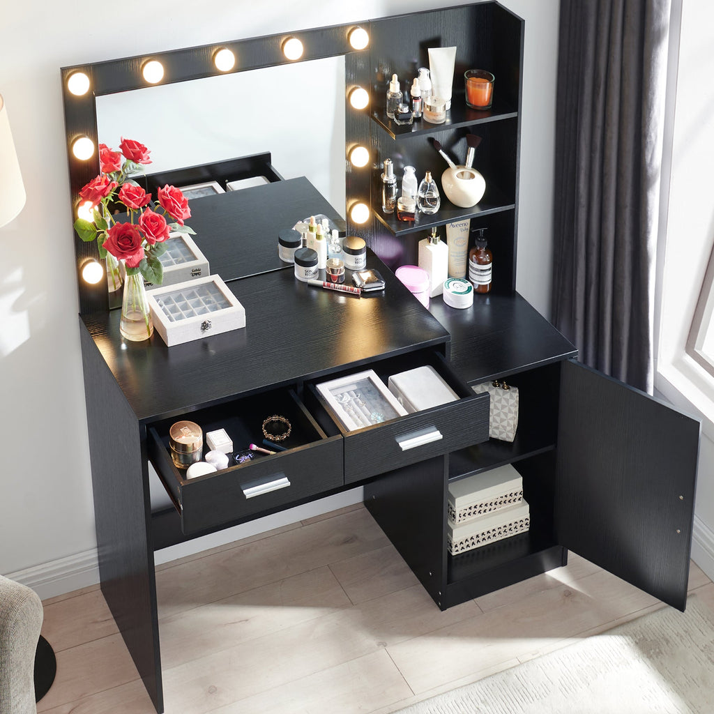 Vanity Desk with Mirror and Lights