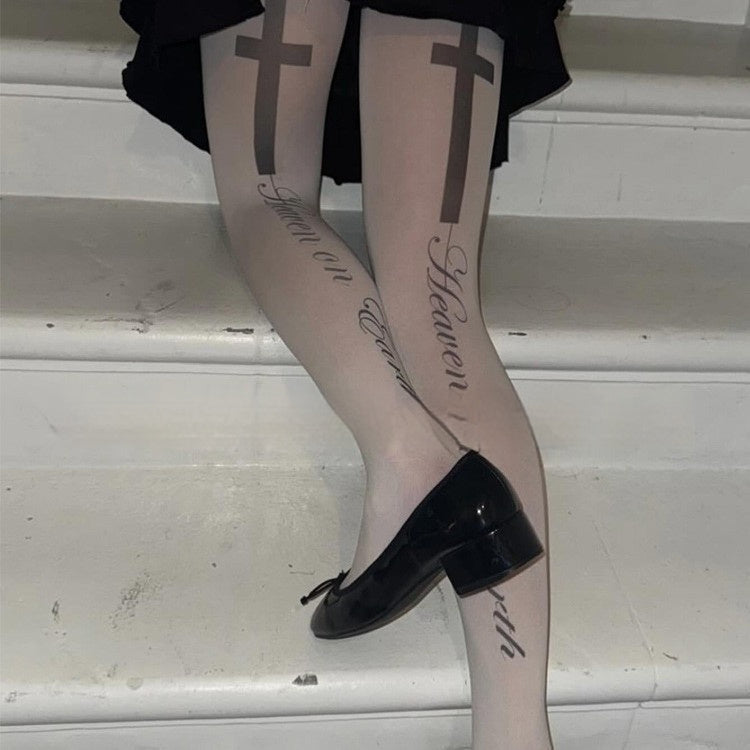 Letter-printed Socks For Women Japanese-style Tights
