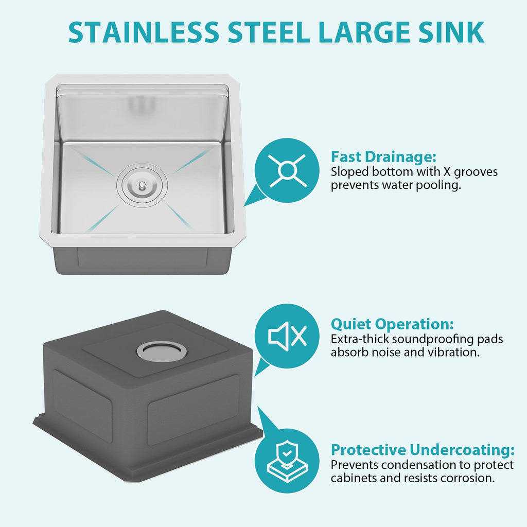 17" Undermount Kitchen Sink - Workstation Design
