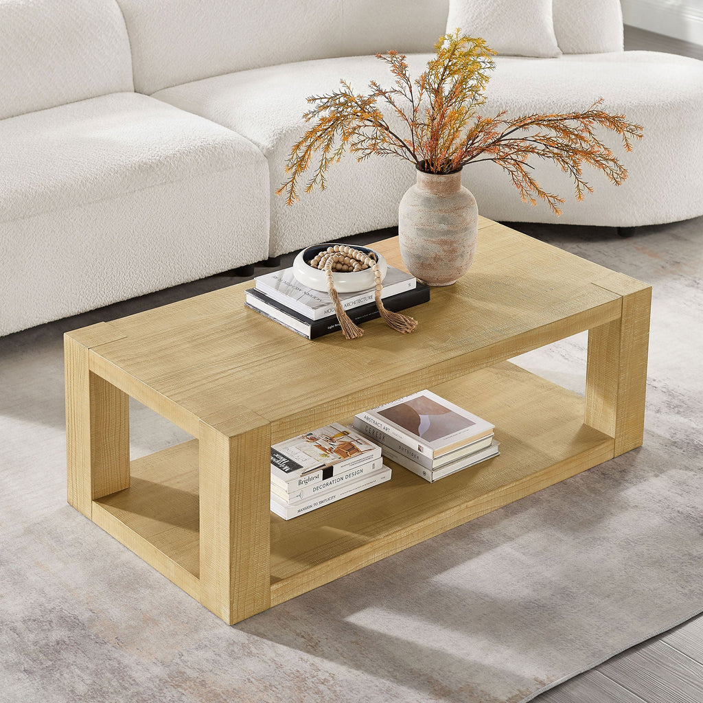 2-Piece Modern 2 Tier Rectangle Coffee Table Set