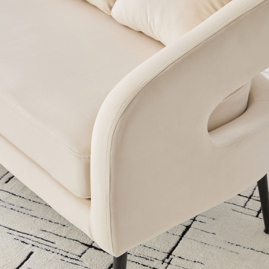 Modern Upholstered Velvet Loveseat Settee with 3 Pillows