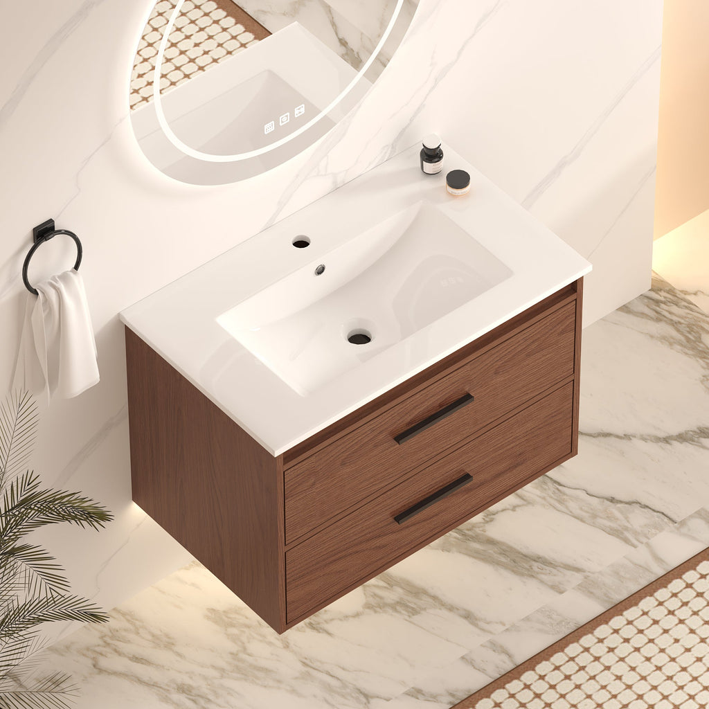 30" Reddish Brown Bathroom Vanity
