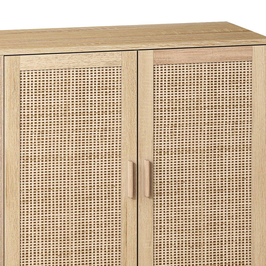 Elegant and Functional 4-Door Rattan Decorative Storage Cabinet