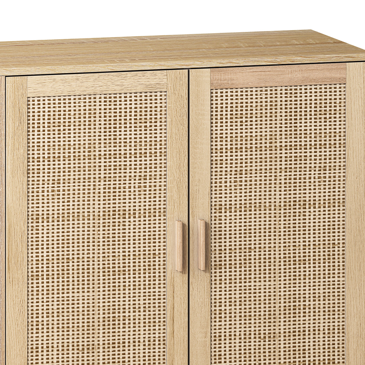 Elegant and Functional 4-Door Rattan Decorative Storage Cabinet