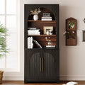 Modern Black Bookcase with Storage Cabinet