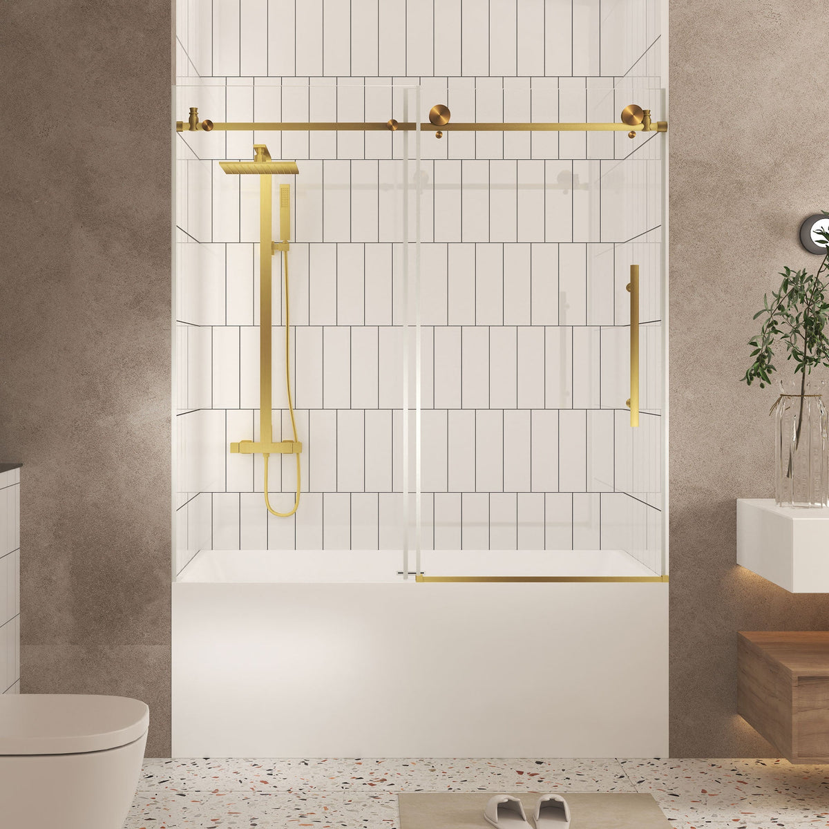 Frameless Shower Door 56-60" W x 60" H