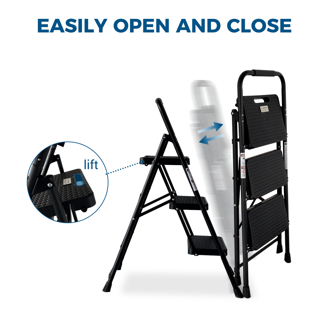 3 Step Ladder with Wide Anti-Slip Pedal