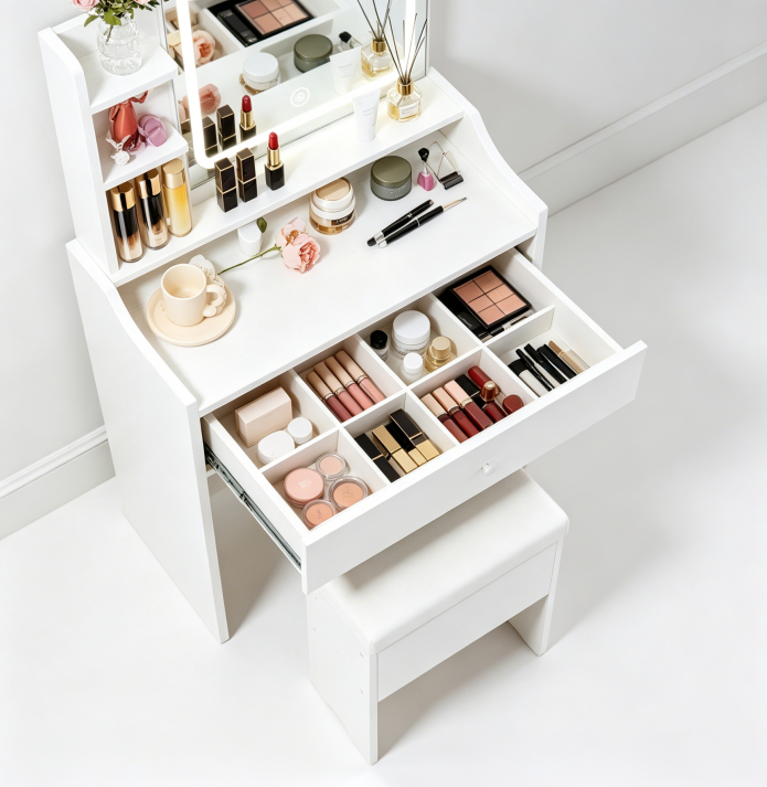 White Vanity Set With Smart LED Mirror