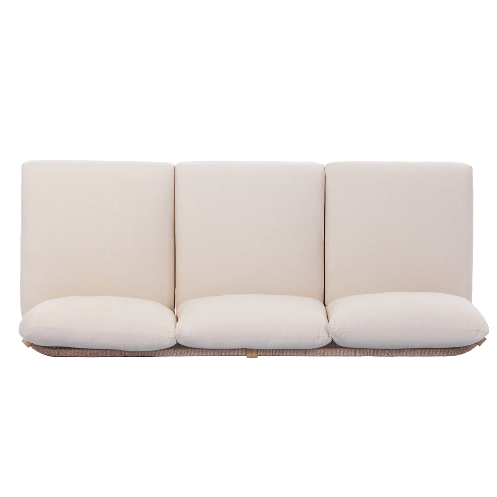 73.23" Outdoor Acacia Wood Frame Three-Seater Sofa