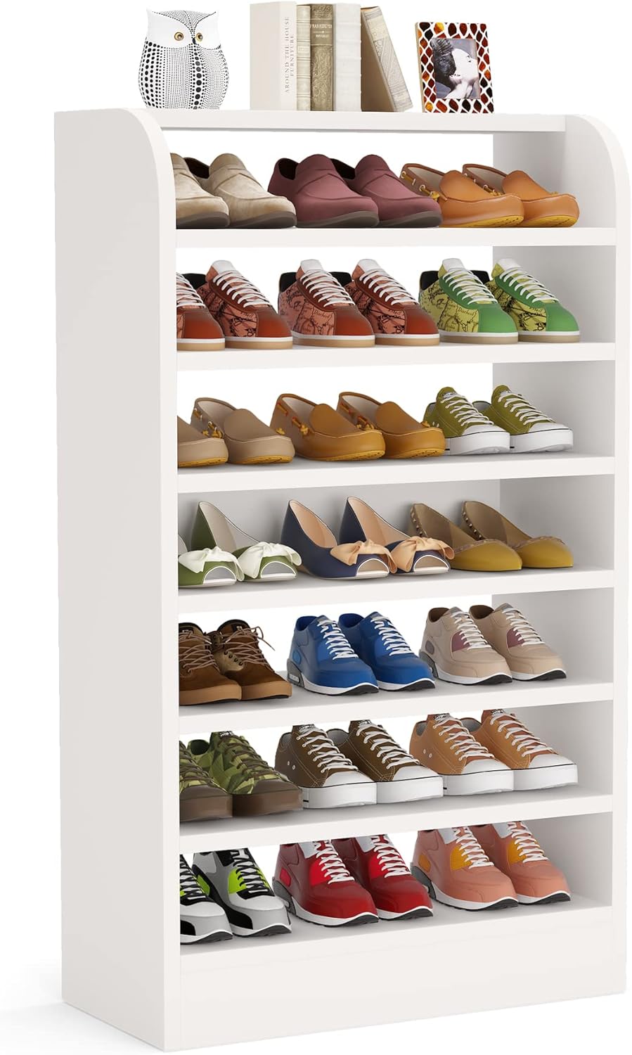 25.59" White 8-Tier Shoe Rack