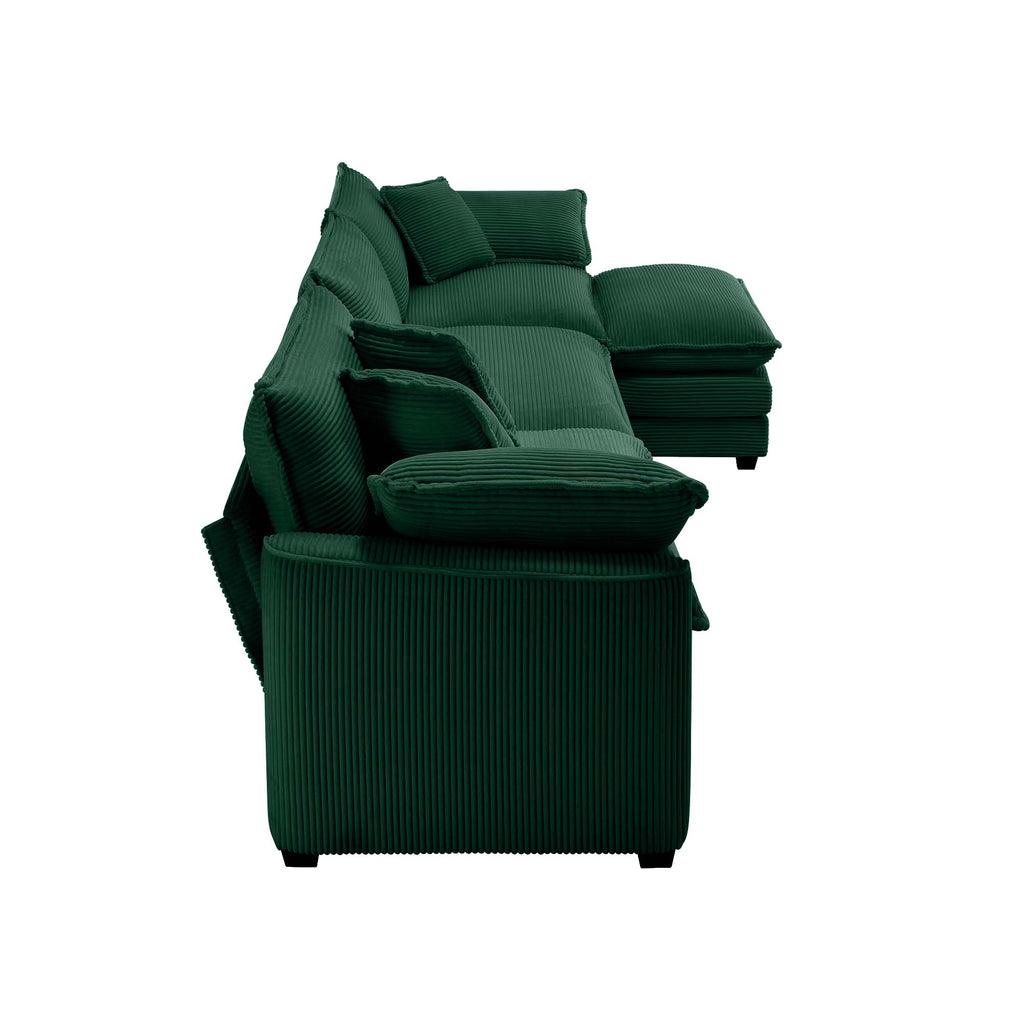 Corduroy 3-Seater Sofa with Ottoman